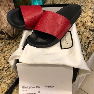 Gucci Red Flip Flops